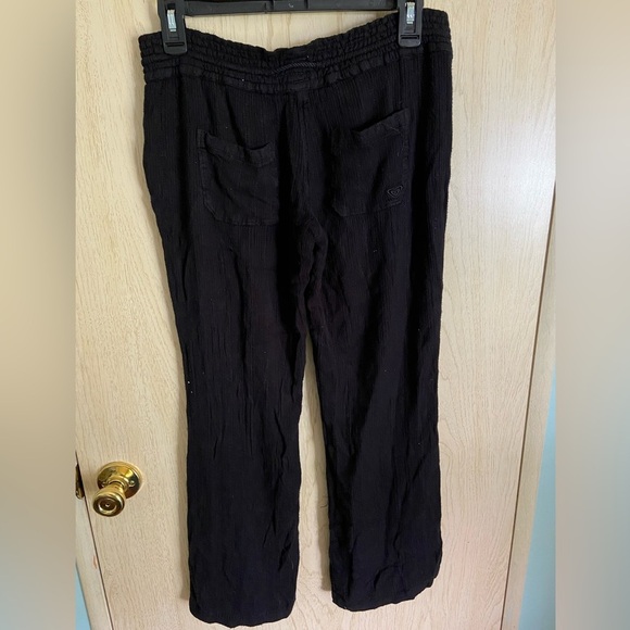 ROXY Gauze Soft Black Beach Pants Drawstring Sz Medium - Picture 6 of 13
